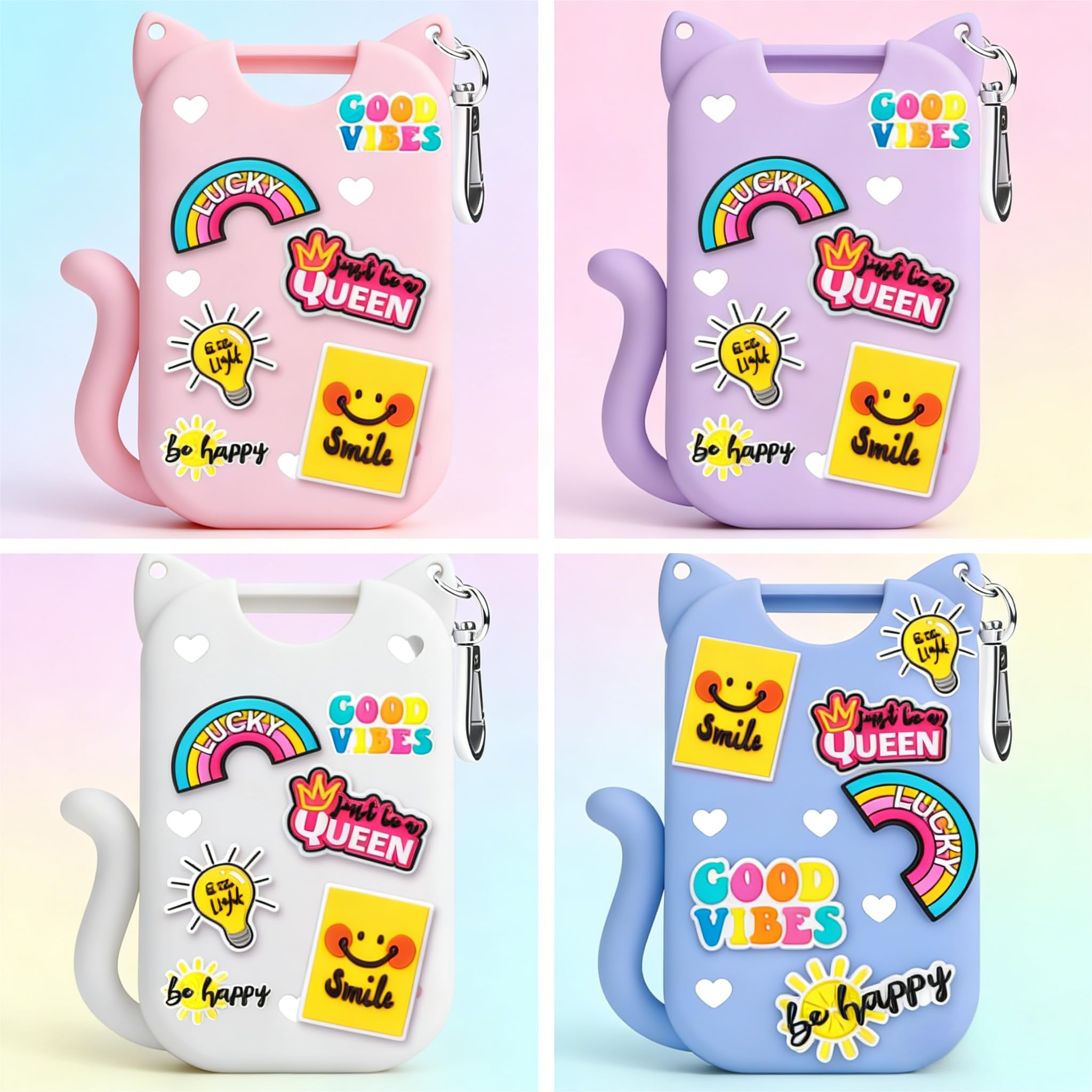 SYLYCANN Silicone Case for Touchland 1 oz Spray | Cat-Ear Design, Keychain & Charms