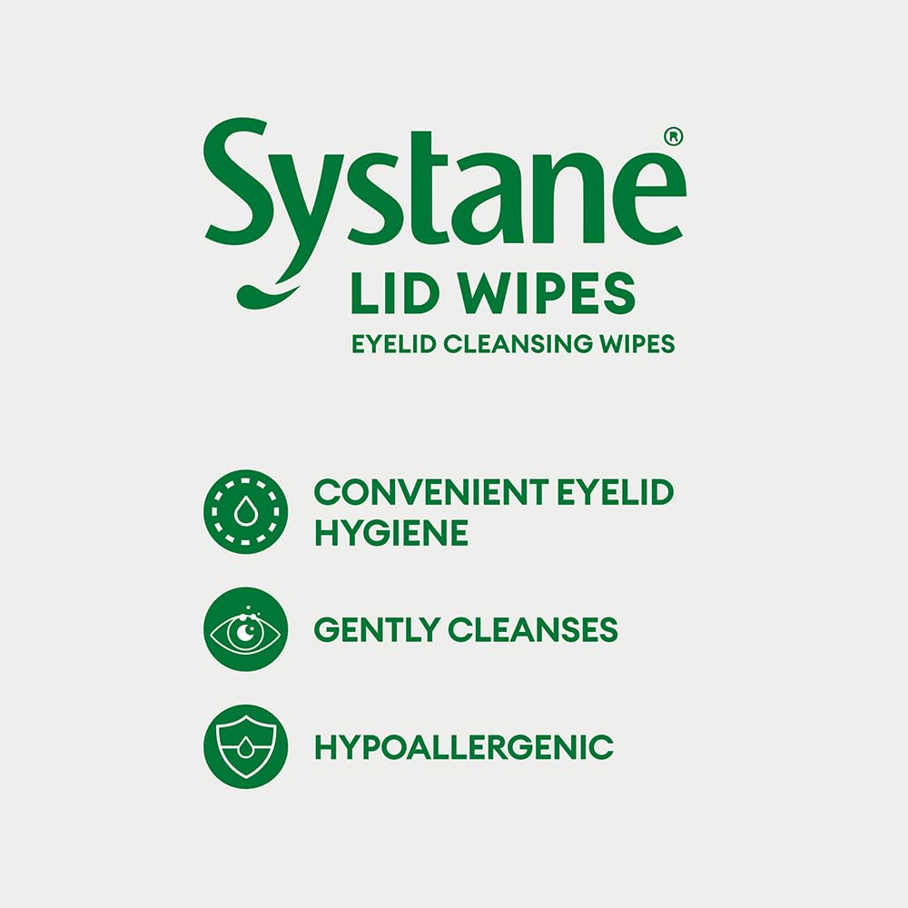 Systane Lid Wipes – Sterile Eyelid Cleansing Wipes, 32-Count