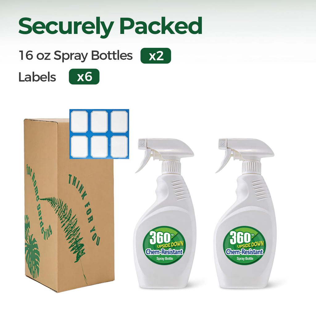 T4U 16 oz Spray Bottles – Heavy-Duty, Chemical-Resistant, 2-Pack