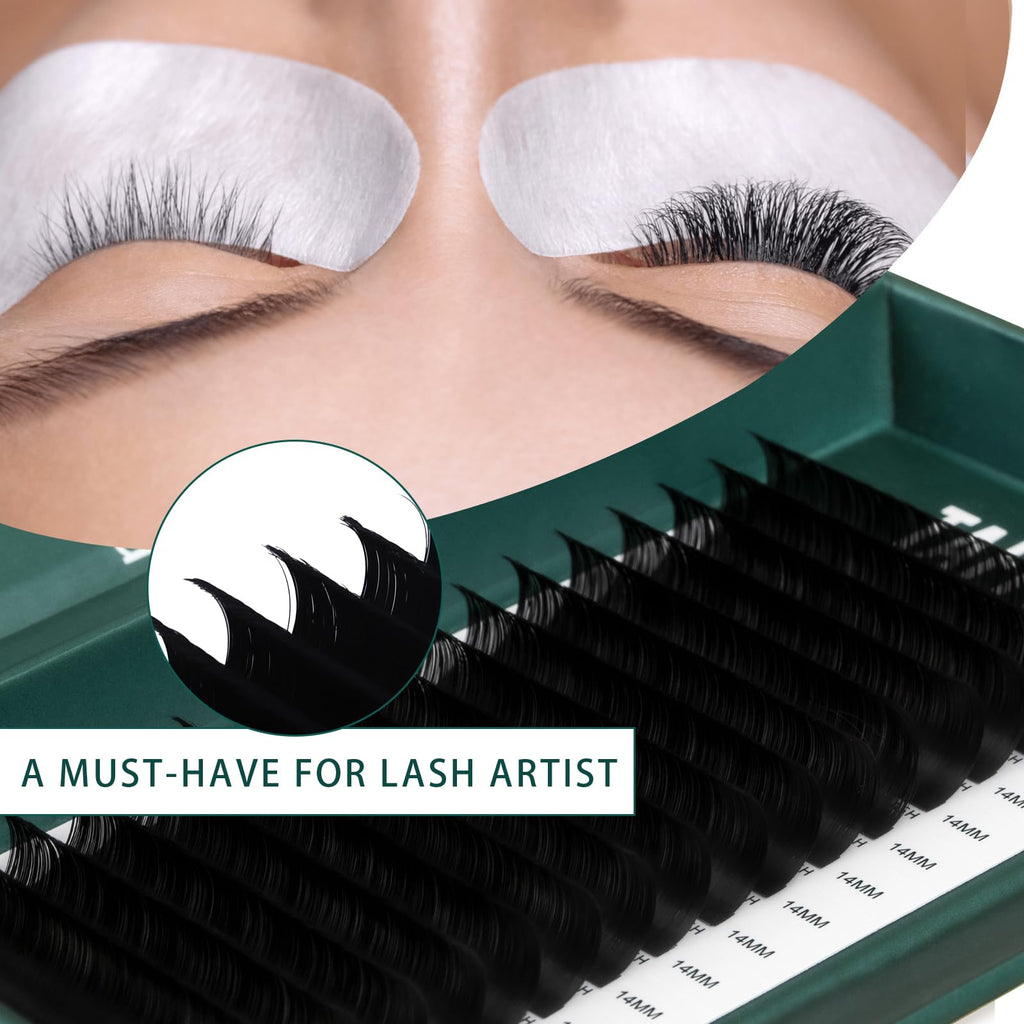 TAFFEAY Cashmere Classic & Volume Lash Extensions — 0.03–0.15mm, C/CC/D/B/J Curl, 8–20mm, 16-Row Tray