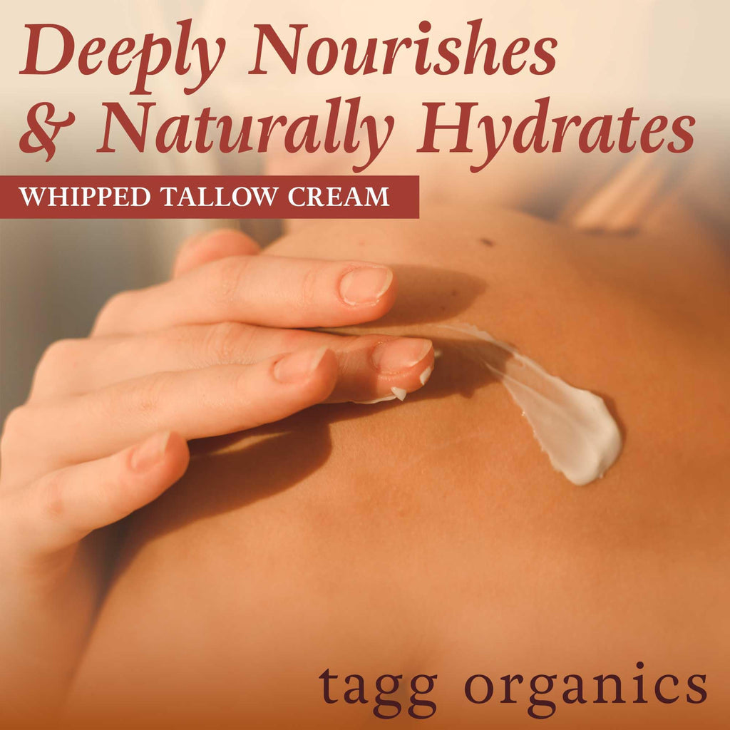 TAGG ORGANICS Organic Whipped Tallow Cream – Frankincense, 100% Grass-Fed, Deep Moisture, 4 oz