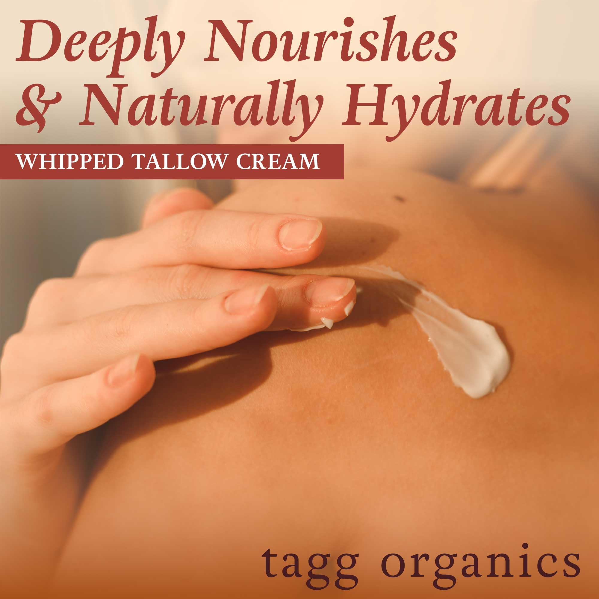 TAGG ORGANICS Organic Whipped Tallow Cream – Frankincense, 100% Grass-Fed, Deep Moisture, 4 oz