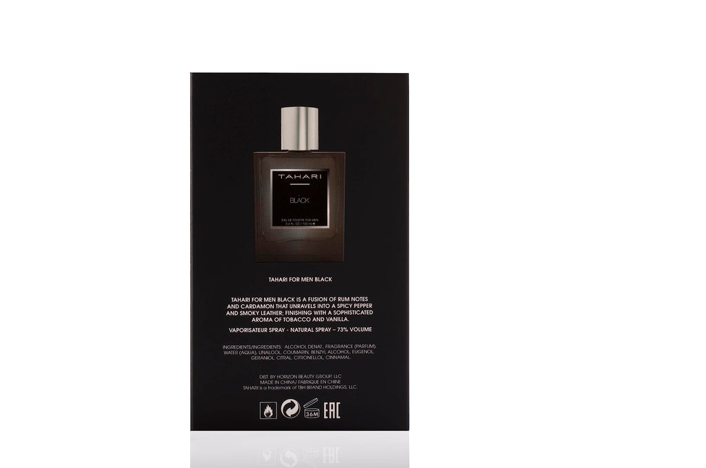TAHARI Black Eau de Toilette for Men – Long-Lasting Rum, Leather & Tobacco Scent (3.4 fl oz)