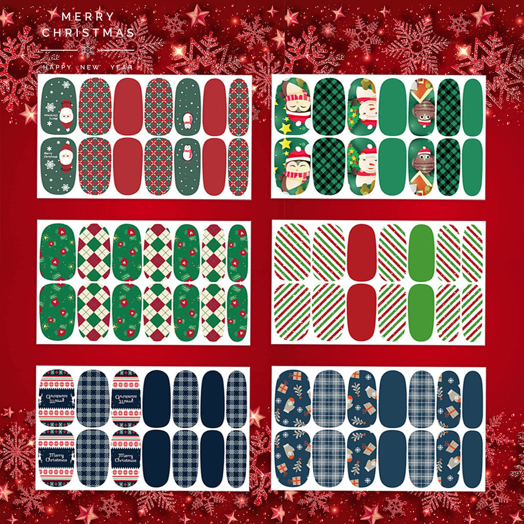 TailaiMei 14 Sheets Christmas Nail Wraps – Self-Adhesive DIY Nail Art Decals with 2 Nail Files | Gift Style