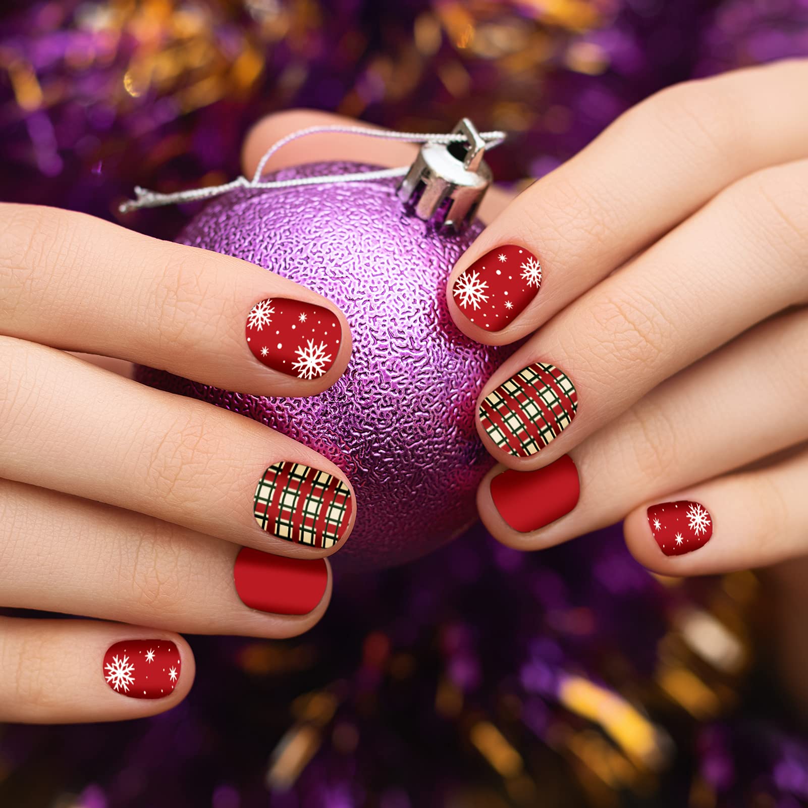 TailaiMei 14 Sheets Christmas Nail Wraps – Self-Adhesive DIY Nail Art Decals with 2 Nail Files | Gift Style