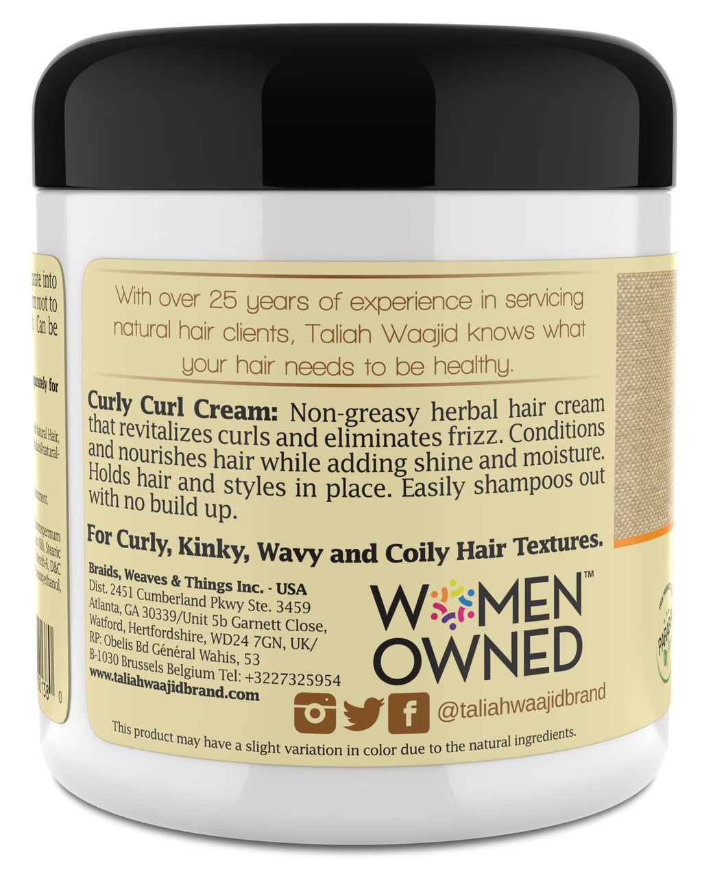 Taliah Waajid Black Earth Curls Waves Natural Curly Curl Cream – Extreme Curl Definition, Paraben Free, Shea Butter & Sage | 6oz (6-Pack)