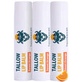 Tallowbourn Moisturizing Tallow Lip Balm – Grass-Fed Beef Tallow, Coconut Oil, Beeswax, Vitamin E – Sweet Orange – 3-Pack