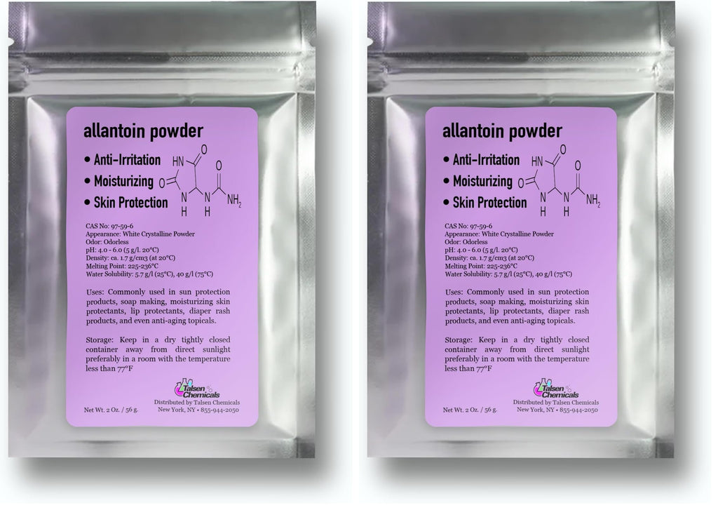 Allantoin Powder 2 Oz Cosmetic Grade – Hydration & Gentle Exfoliation | Talsen Chemicals (2-Pack)