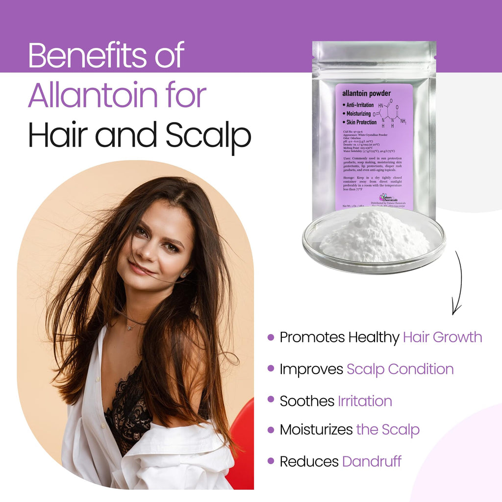 Allantoin Powder 2 Oz Cosmetic Grade – Hydration & Gentle Exfoliation | Talsen Chemicals (2-Pack)