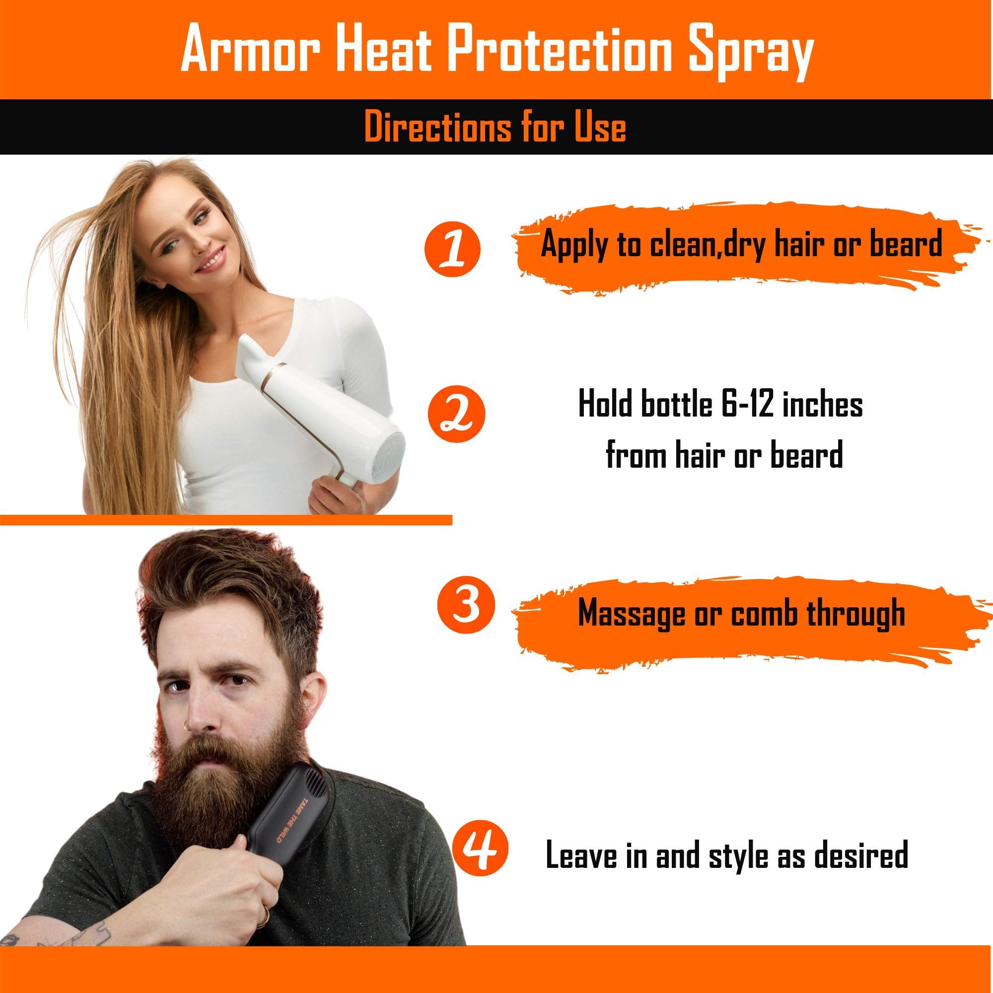 Tame The Wild Beard Straightener with Heat Protectant – Argan Oil, Keratin & Aloe Fortified Beard Spray (8.5 Fl Oz)