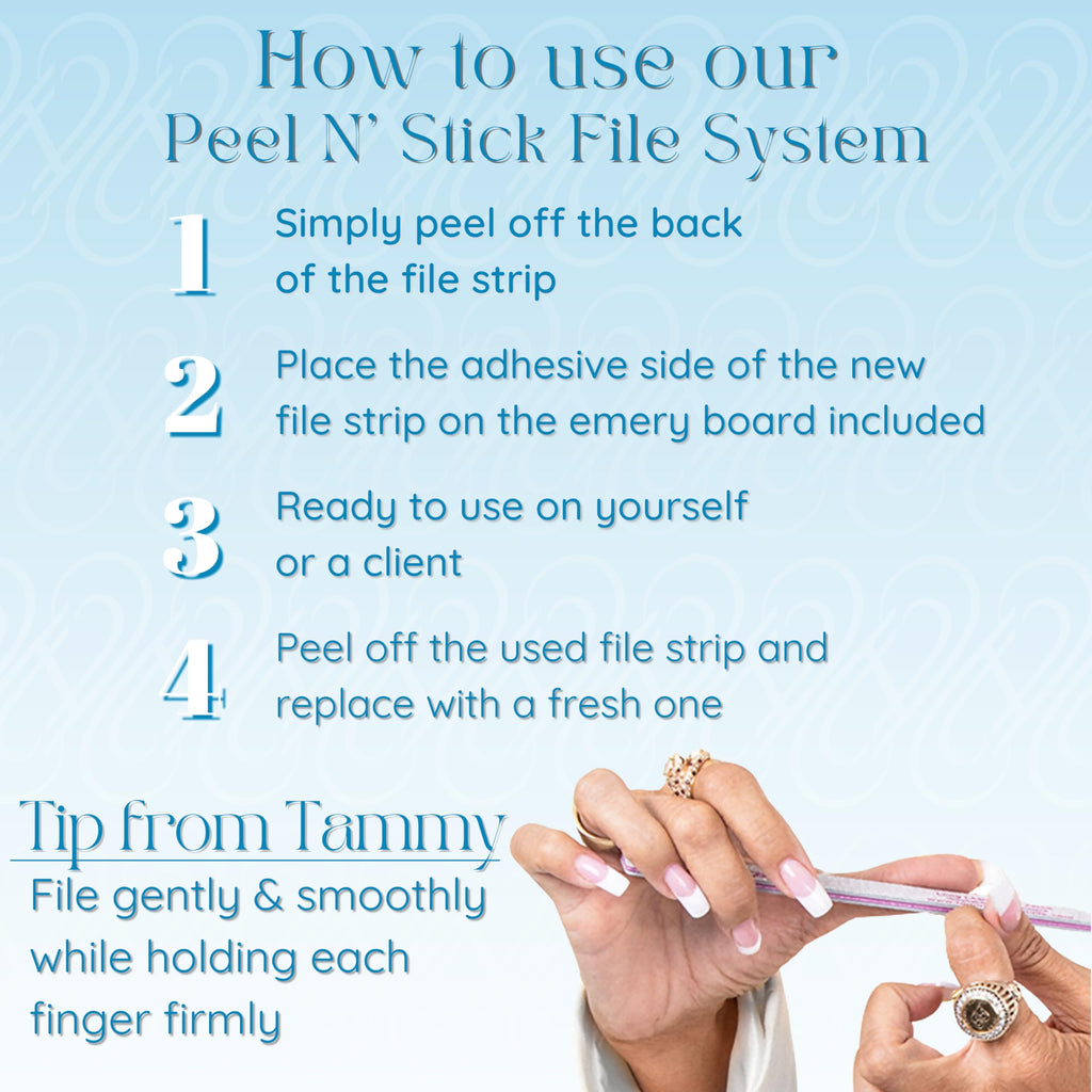 Tammy Taylor 180 Grit Emery Boards for Natural Nails | Professional Peel N Stick Nail Files