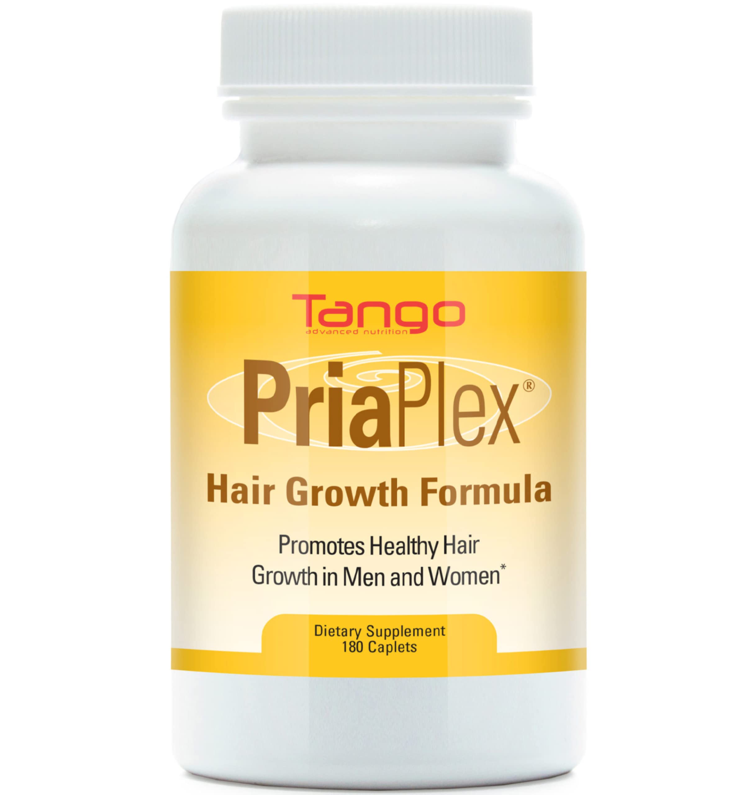 PriaPlex Natural Hair Growth Supplement by Tango — 180 Caplets for Hair Loss Support (Men & Women)