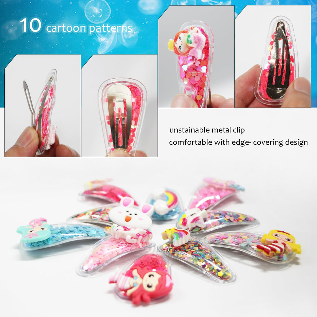 TANLOMY Sparkle Girl Hair Clips – 10-Piece Glitter Barrettes Kit for Toddler Girls