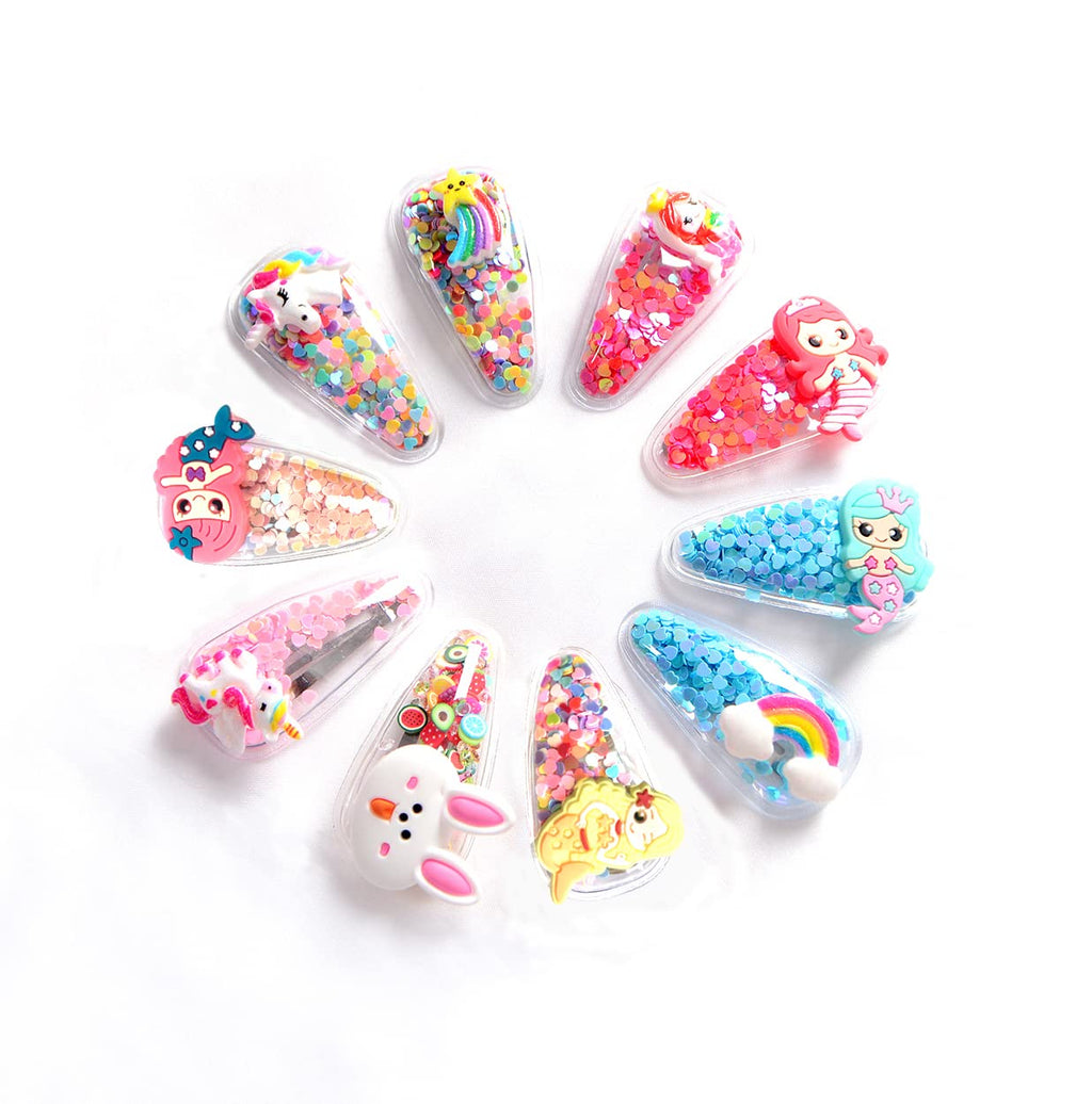 TANLOMY Sparkle Girl Hair Clips – 10-Piece Glitter Barrettes Kit for Toddler Girls