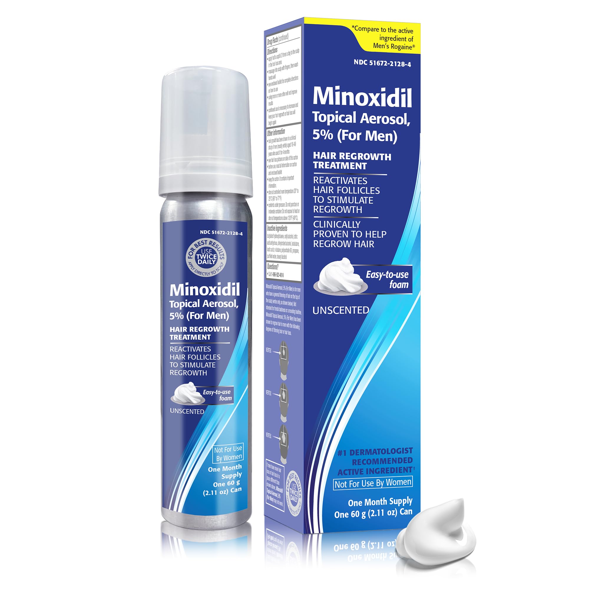 TARO Minoxidil 5% Foam for Men — 3-Month Hair Regrowth Treatment (2.11 oz) 3-Pack