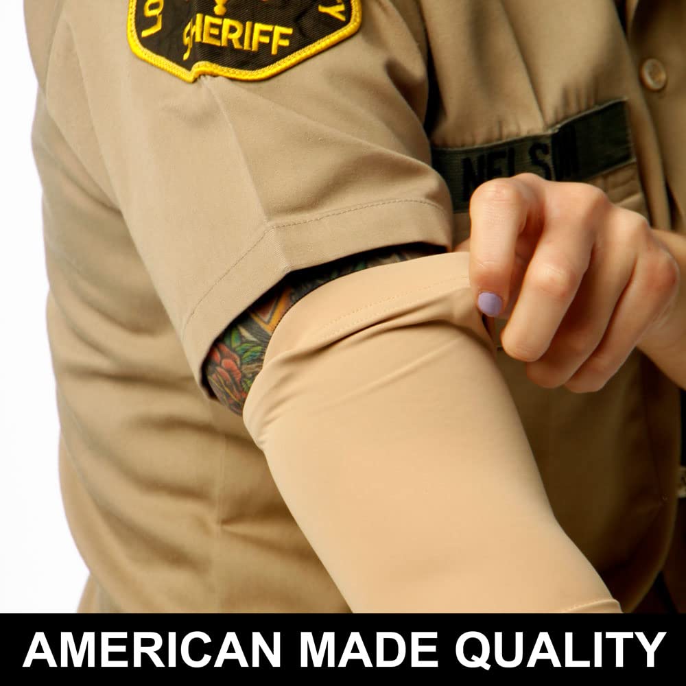 Tat2X Ink Armor Forearm 6-Inch Tattoo Cover Up Sleeve – No-Slip Gripper, Made in USA, Brown Town, Single Sleeve
