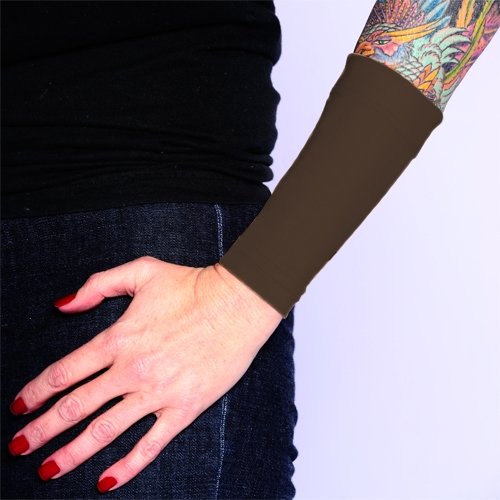 Tat2X Ink Armor Forearm 6-Inch Tattoo Cover Up Sleeve – No-Slip Gripper, Made in USA, Brown Town, Single Sleeve