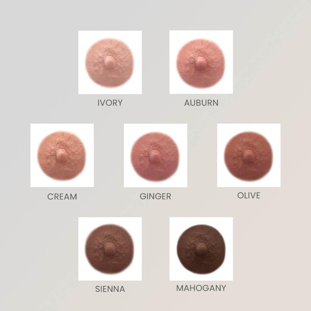 TataTattoos Temporary Realistic Nipple & Areola Tattoos – Non-Surgical Mastectomy Recovery (Auburn, Small Pack of 10)