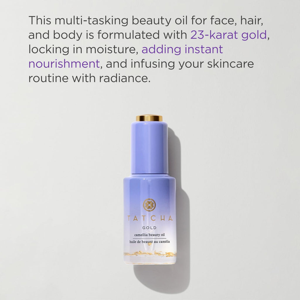 TATCHA Gold Camellia Beauty Oil – 23K Gold, Multi‑Task Face, Body & Hair Oil (30 ml / 1 oz)