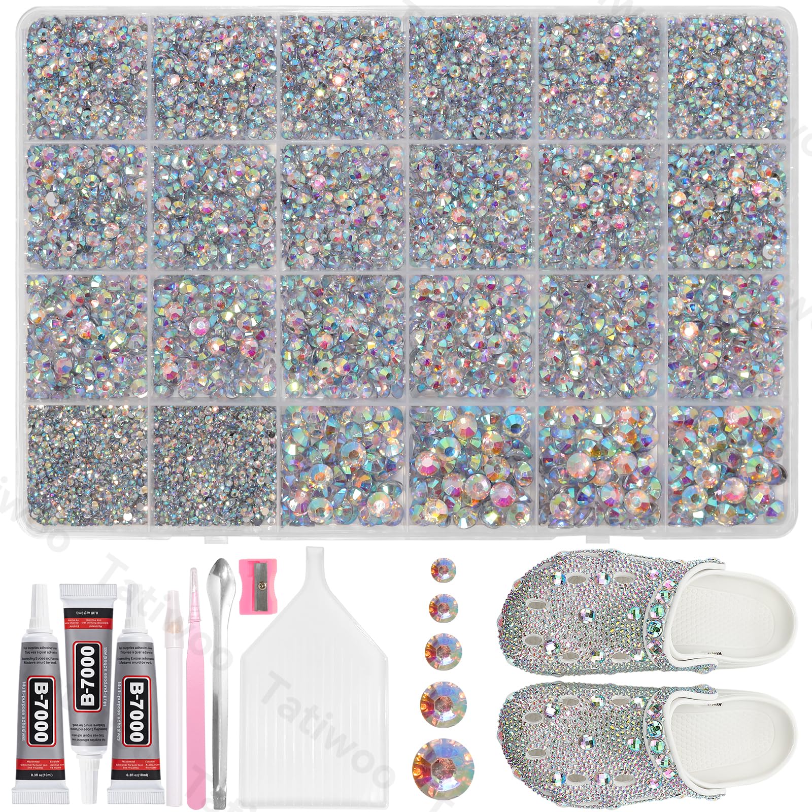 Tatiwoo 20000Pcs AB Flatback Jelly Resin Rhinestones — Mixed Sizes for Crafting & DIY Bedazzling