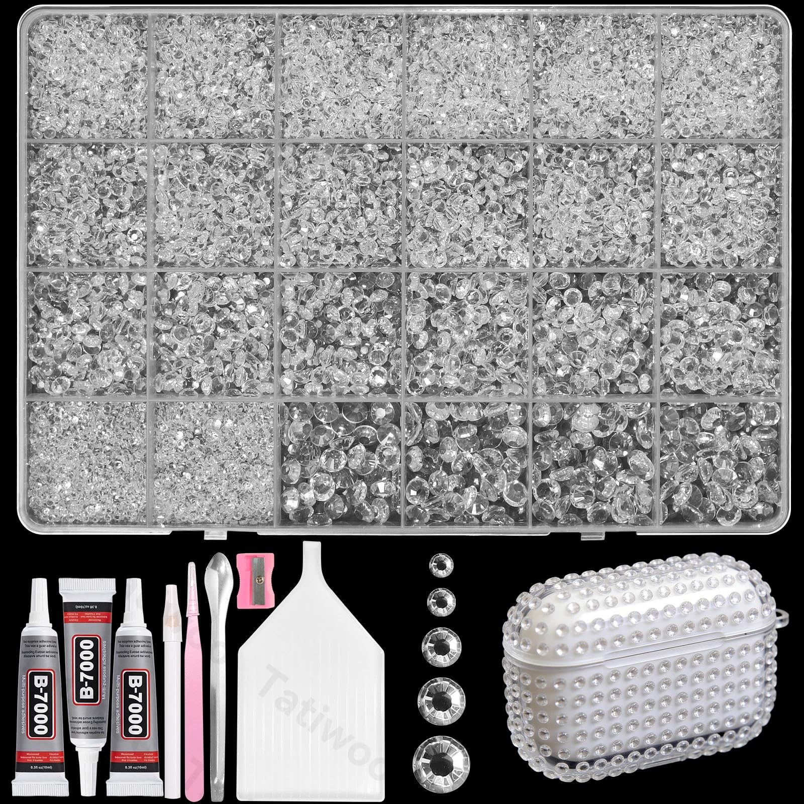 Tatiwoo 20000Pcs Clear Crystal Flatback Jelly Rhinestones – Mixed Sizes for DIY Crafts