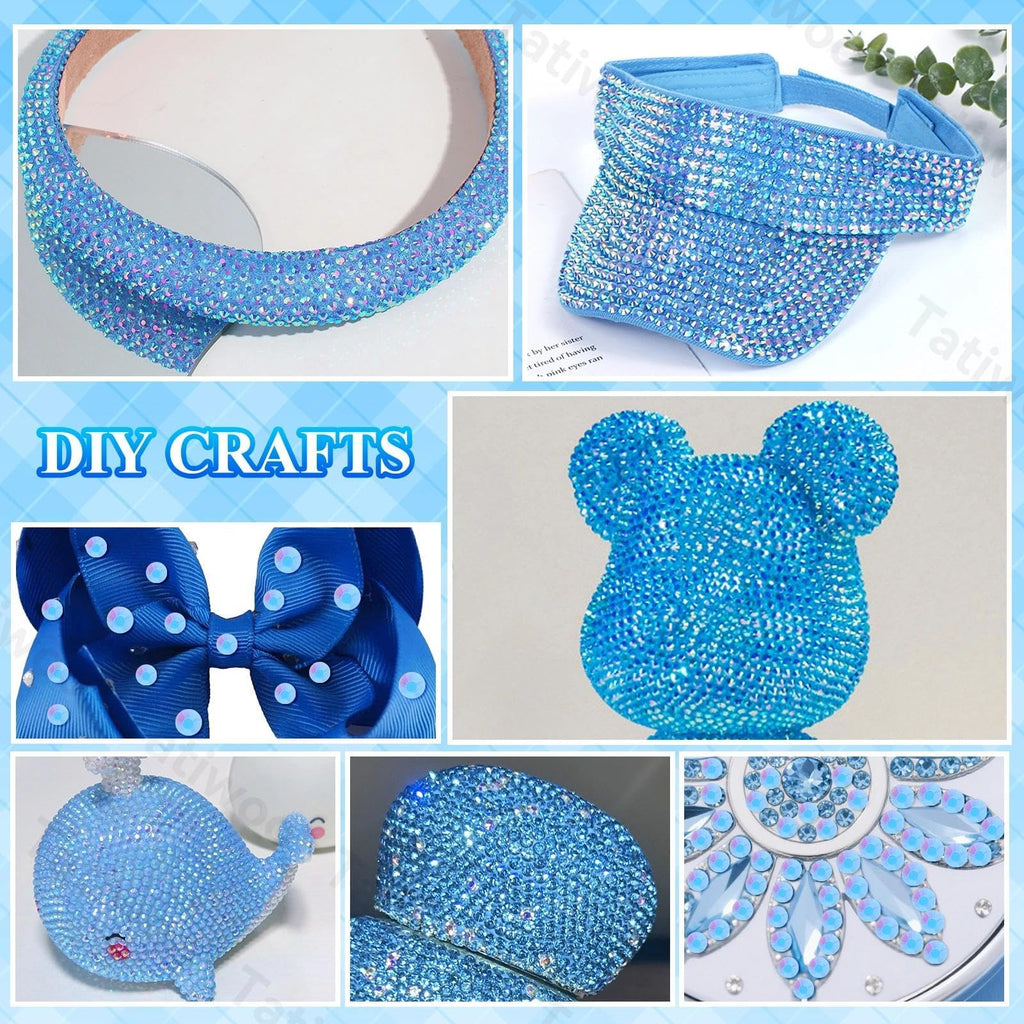 Tatiwoo 20000Pcs Blue Flatback Jelly Resin Rhinestones – Mixed Sizes for DIY Crafts