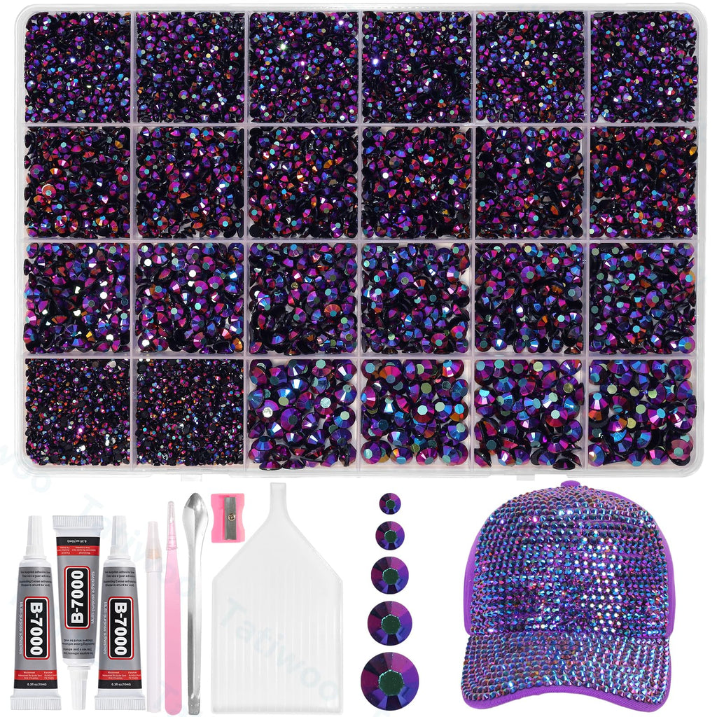 Tatiwoo Iris Purple Flatback Jelly Rhinestones – 20000 Pcs in Mixed Sizes