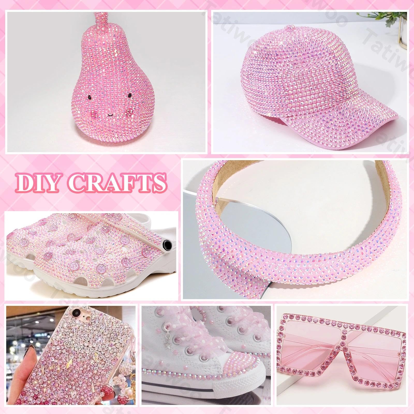 Tatiwoo 20000Pcs Light Pink AB Flatback Jelly Resin Rhinestones – Mixed Sizes for DIY Crafts, Tumblers & Makeup