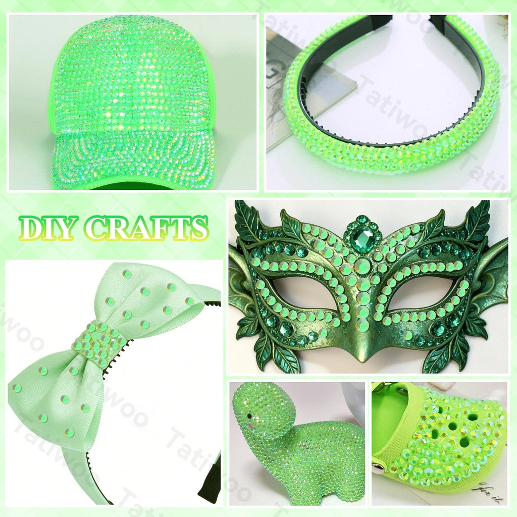 Tatiwoo 20000Pcs Light Green Flatback Jelly Resin Rhinestones – Mixed Sizes for Crafting, DIY Face & Body Art