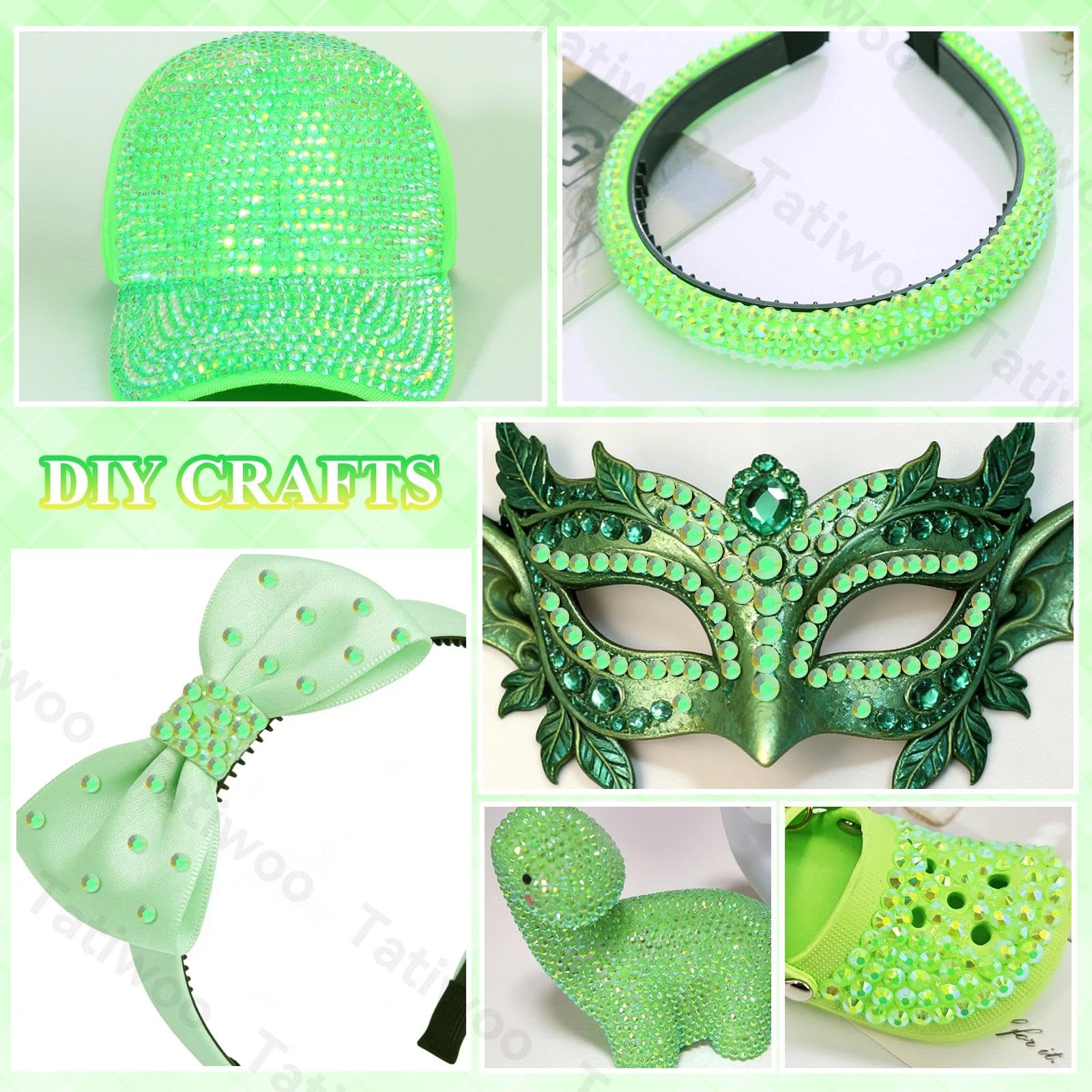 Tatiwoo 20000Pcs Light Green Flatback Jelly Resin Rhinestones – Mixed Sizes for Crafting, DIY Face & Body Art
