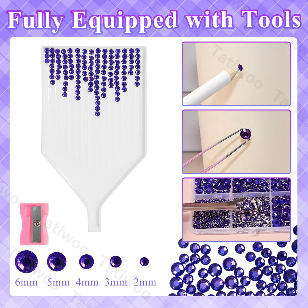 Tatiwoo 20000Pcs Roland Purple Flatback Jelly Resin Rhinestones – Mixed Sizes for Crafts & DIY