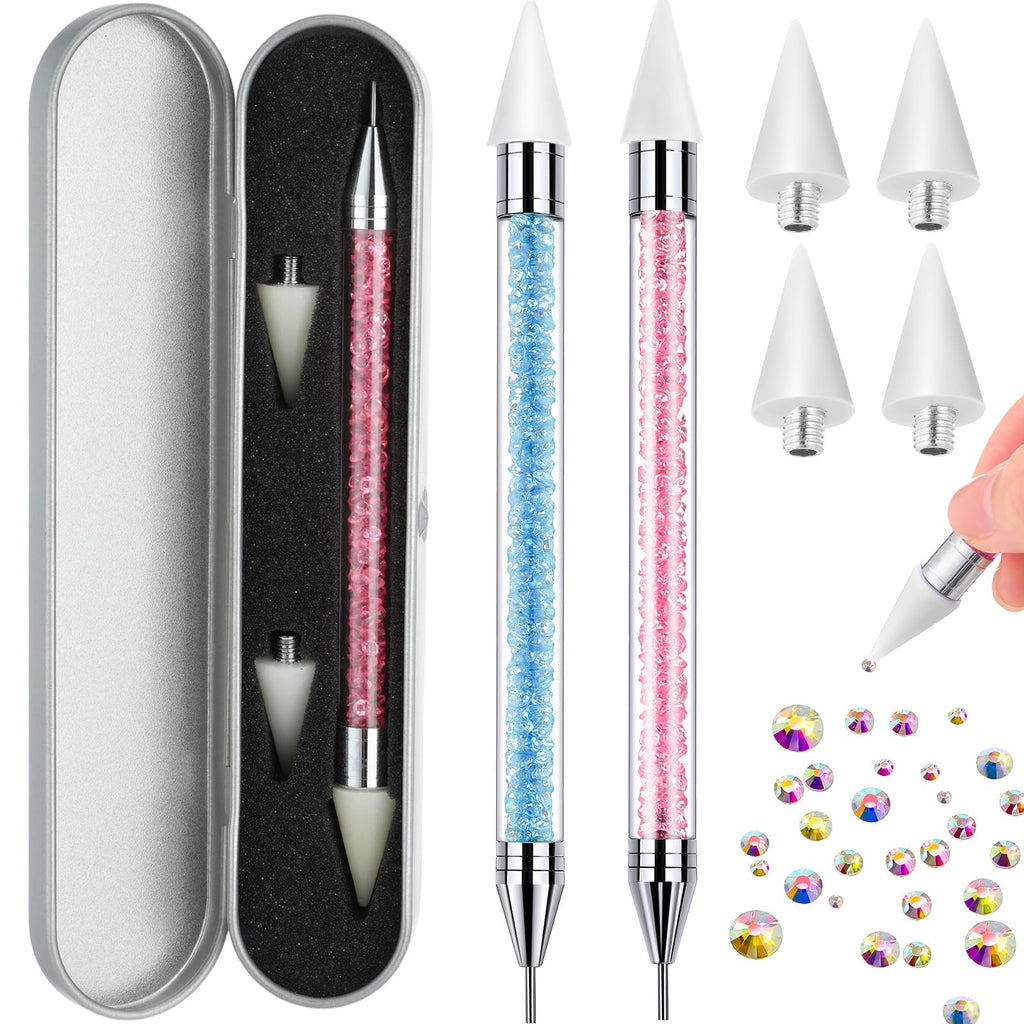 Tatuo 2-Piece Rhinestone Picker Dotting Pen – Dual-Ended Wax & Steel Tips for Precise Nail Art