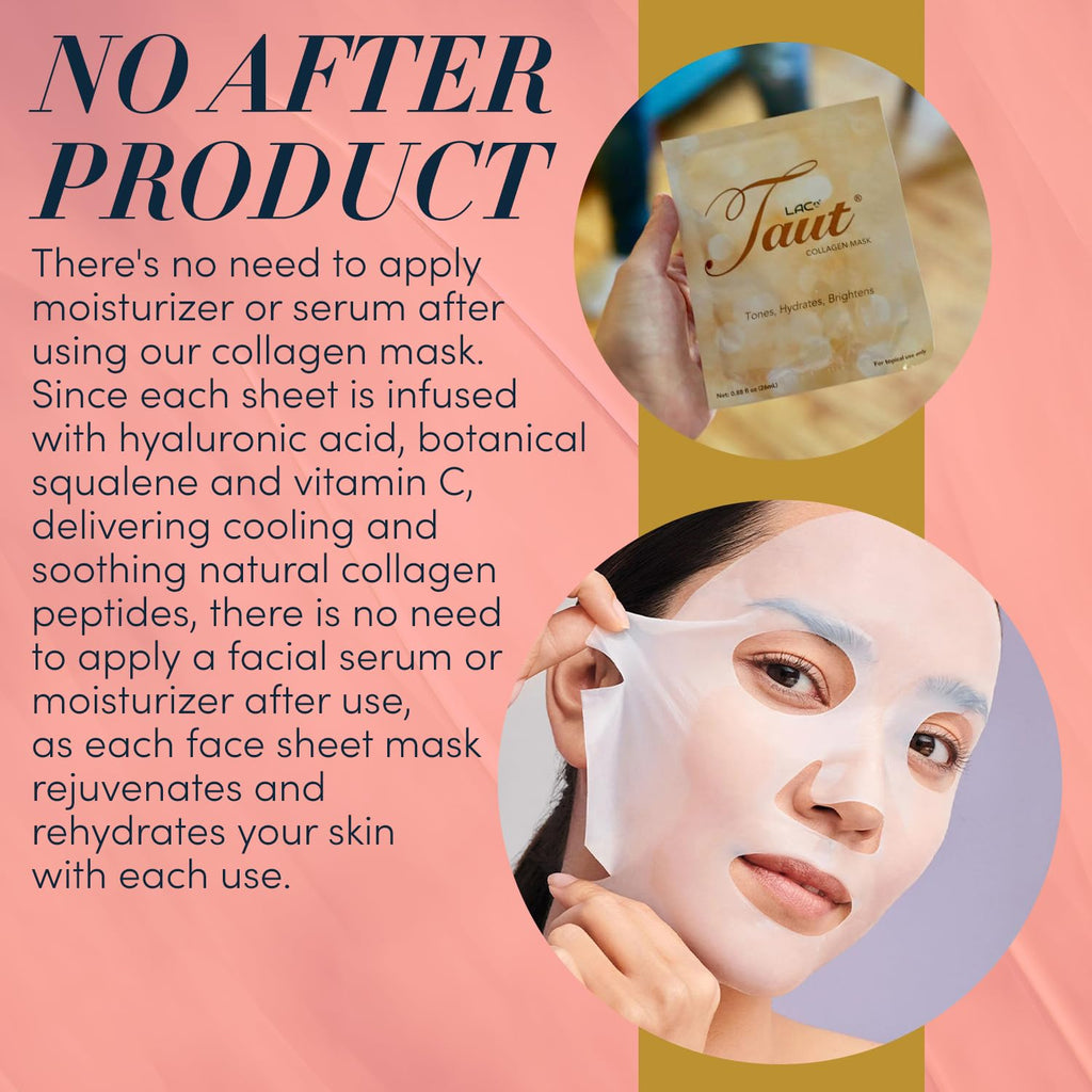 TAUT Collagen Face Mask – 5 Sheet Pack with Hyaluronic Acid, Marine Collagen & Vitamin C