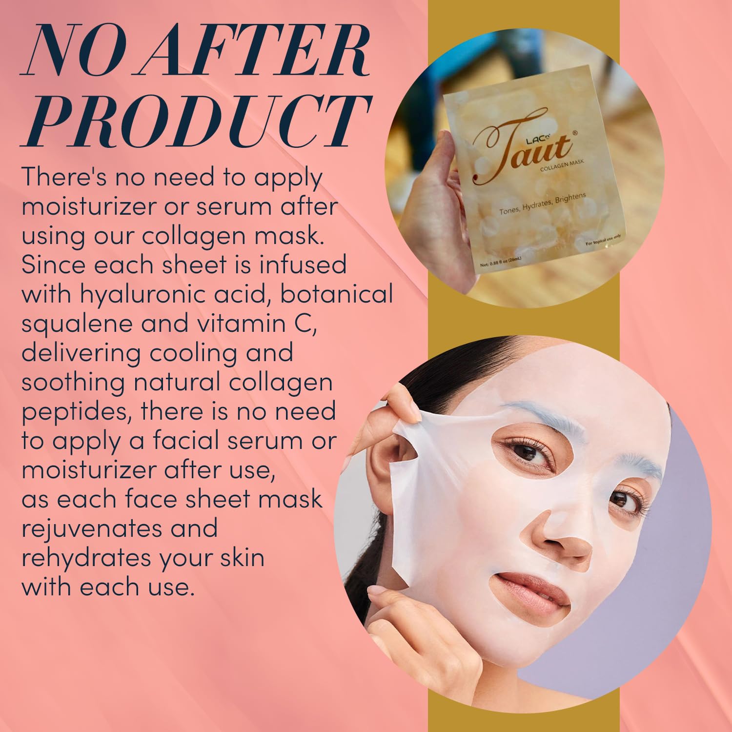 TAUT Collagen Face Mask – 5 Sheet Pack with Hyaluronic Acid, Marine Collagen & Vitamin C