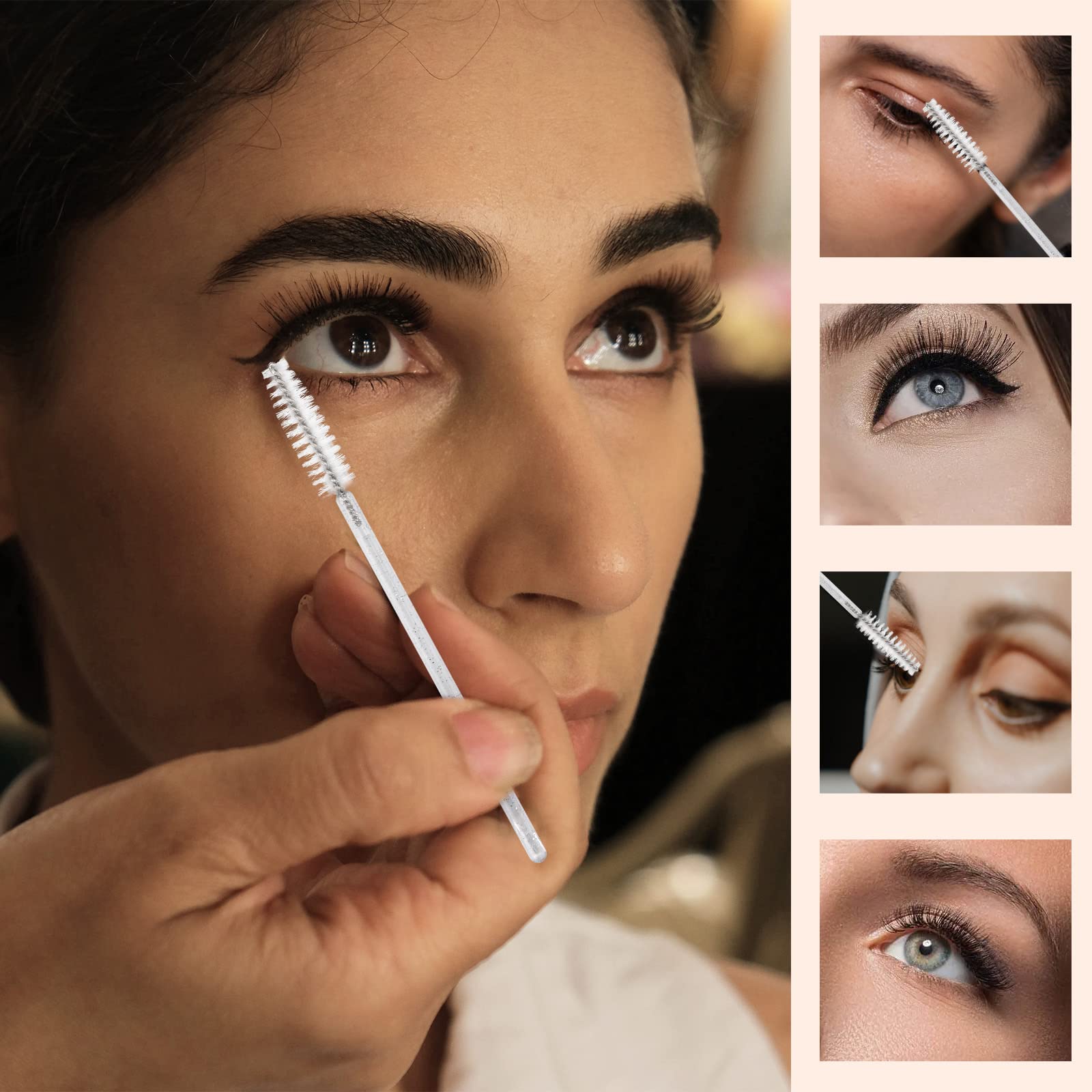 Tbestmax 300 Pcs Disposable Mascara Wands – Crystal Spoolies for Lash Extensions (White) Pack of 2