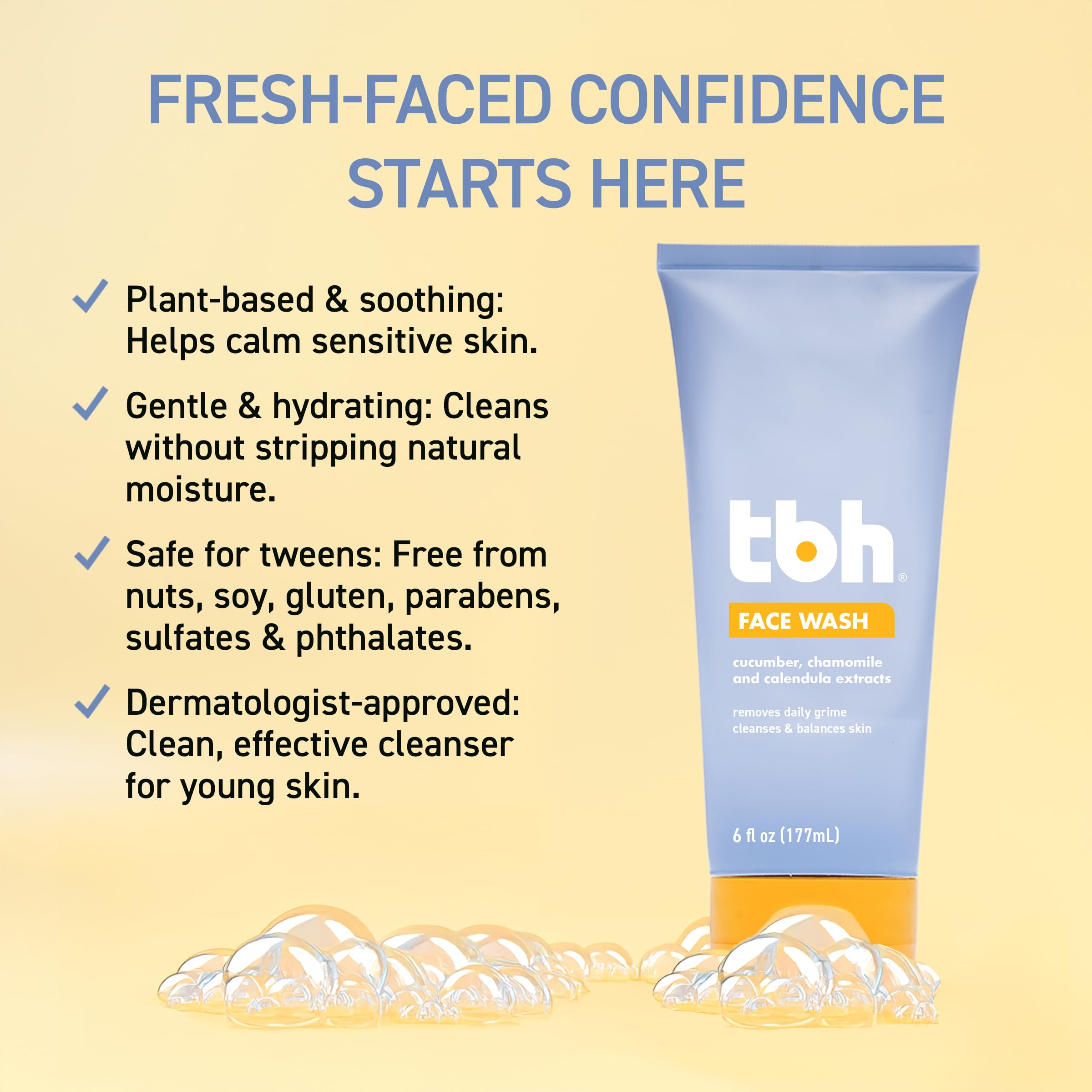 TBH Kids Gentle Gel Face Wash – Hydrating Daily Cleanser for Tweens & Teens