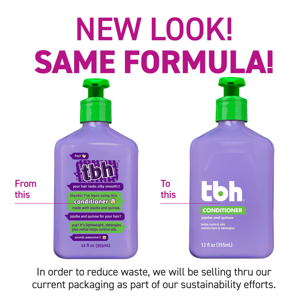 TBH Kids & Teen Shampoo and Conditioner Set – Sulfate & Paraben Free, Lightweight Hydrating Hair Care, 2 x 12 oz