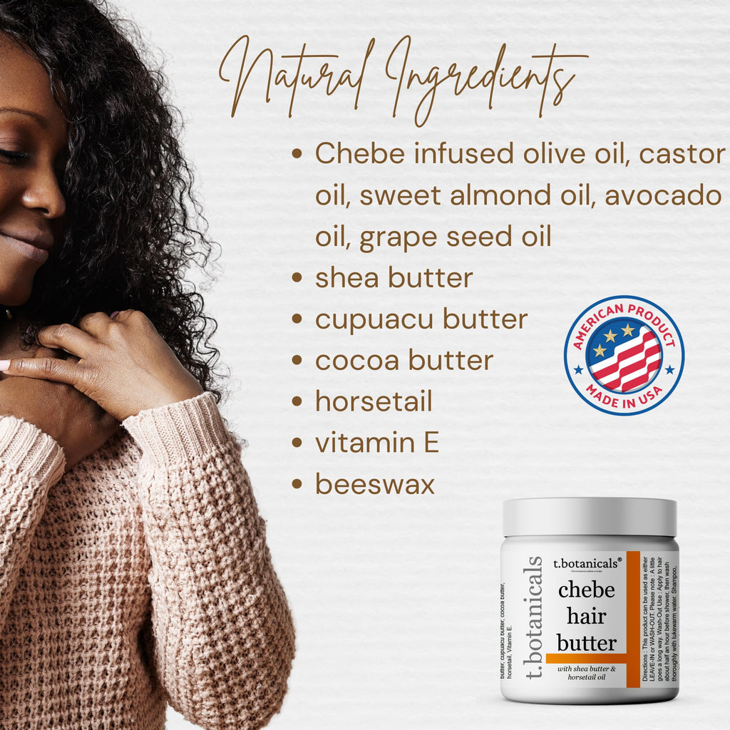 t.botanicals Chebe Hair Oil & Butter Set – All Natural Lavender Scent for Thick, Coarse Hair