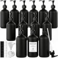 TBWIND 12-Pack 16oz Black Glass Soap Dispenser Bottles with Pumps – Refillable, Leak-Proof & Durable