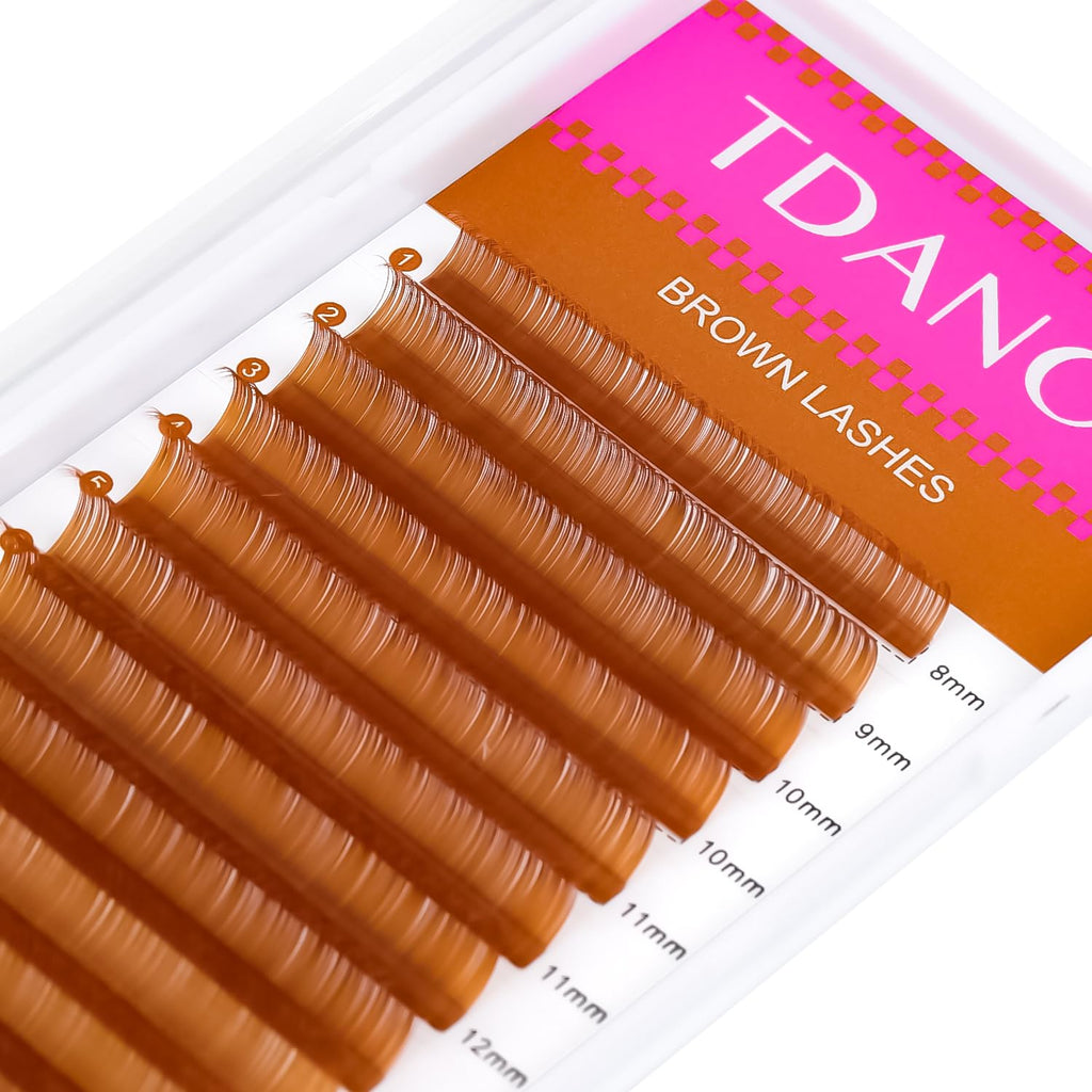 TDANCE Light Brown Colored Lash Extensions – 0.03–0.15mm, C/CC/D/DD/J Curl, 8–15mm