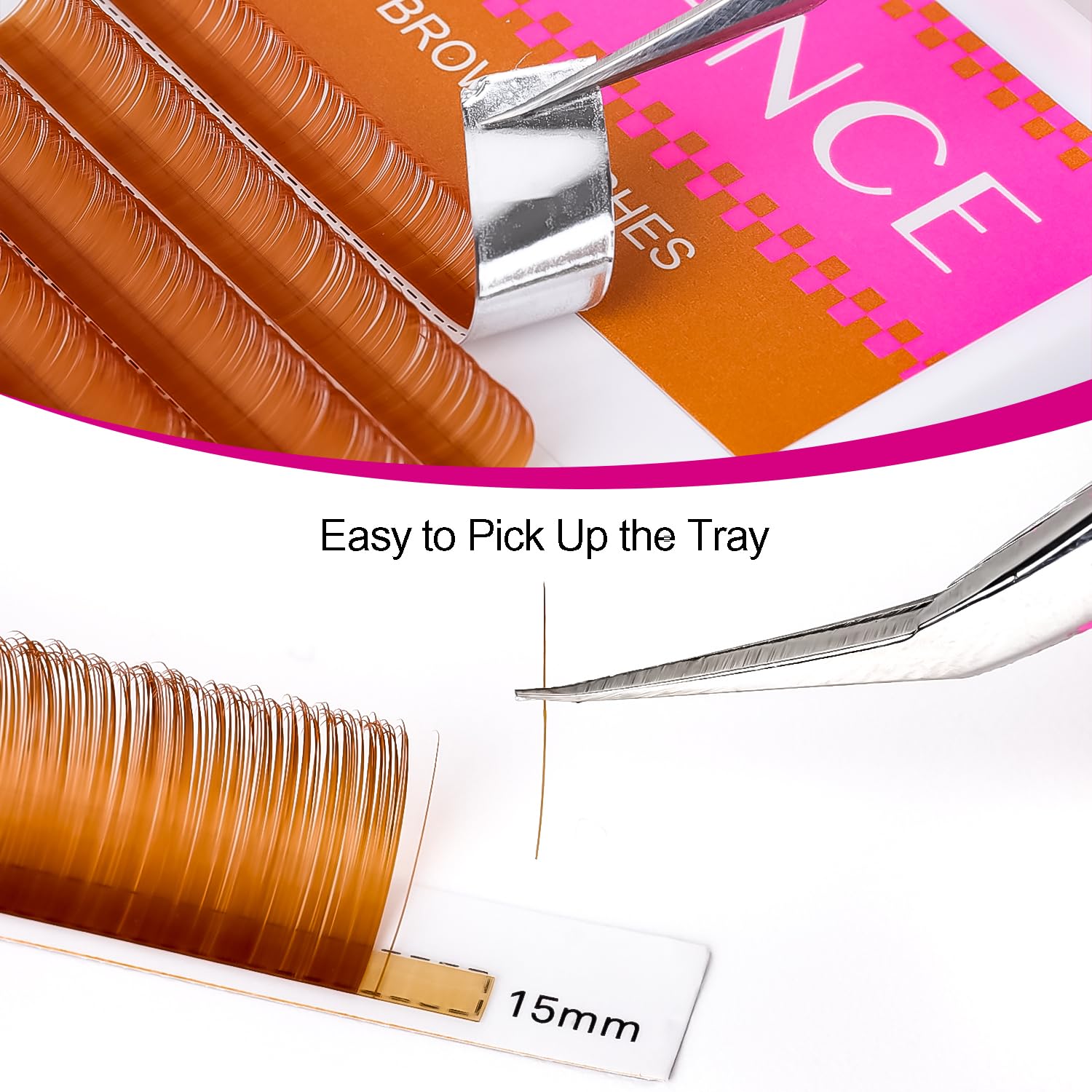 TDANCE Light Brown Color Lash Extensions – 0.03-0.15mm, C/CC/D Curl, 8-15mm