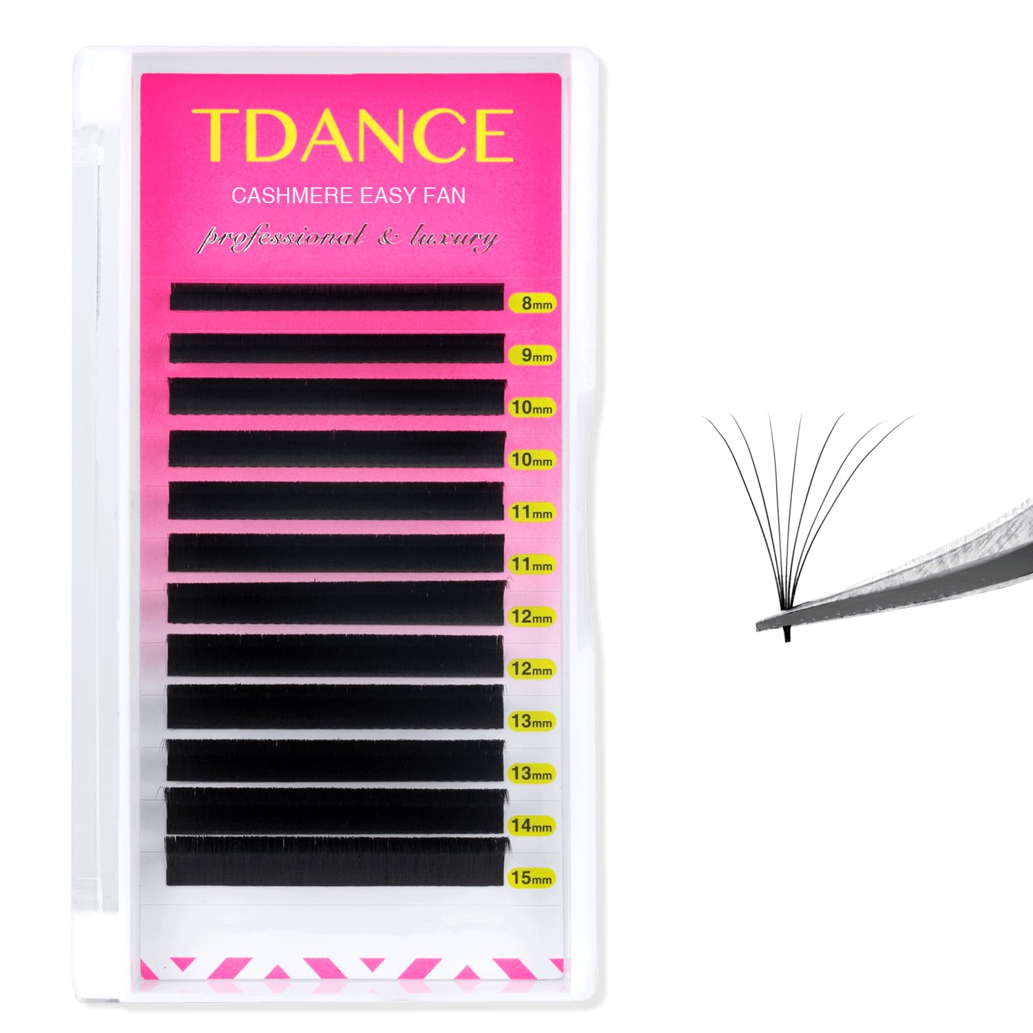 TDANCE Cashmere Easy Fan Lash Extensions – 0.07mm CC Curl 11mm, Matte Black, Mega Volume