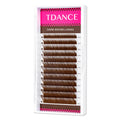 TDANCE Dark Brown Colored Lash Extensions – 0.03-0.15mm, C/CC/D/DD/J/B/L Curl, 8-15mm (Premium Salon Use)