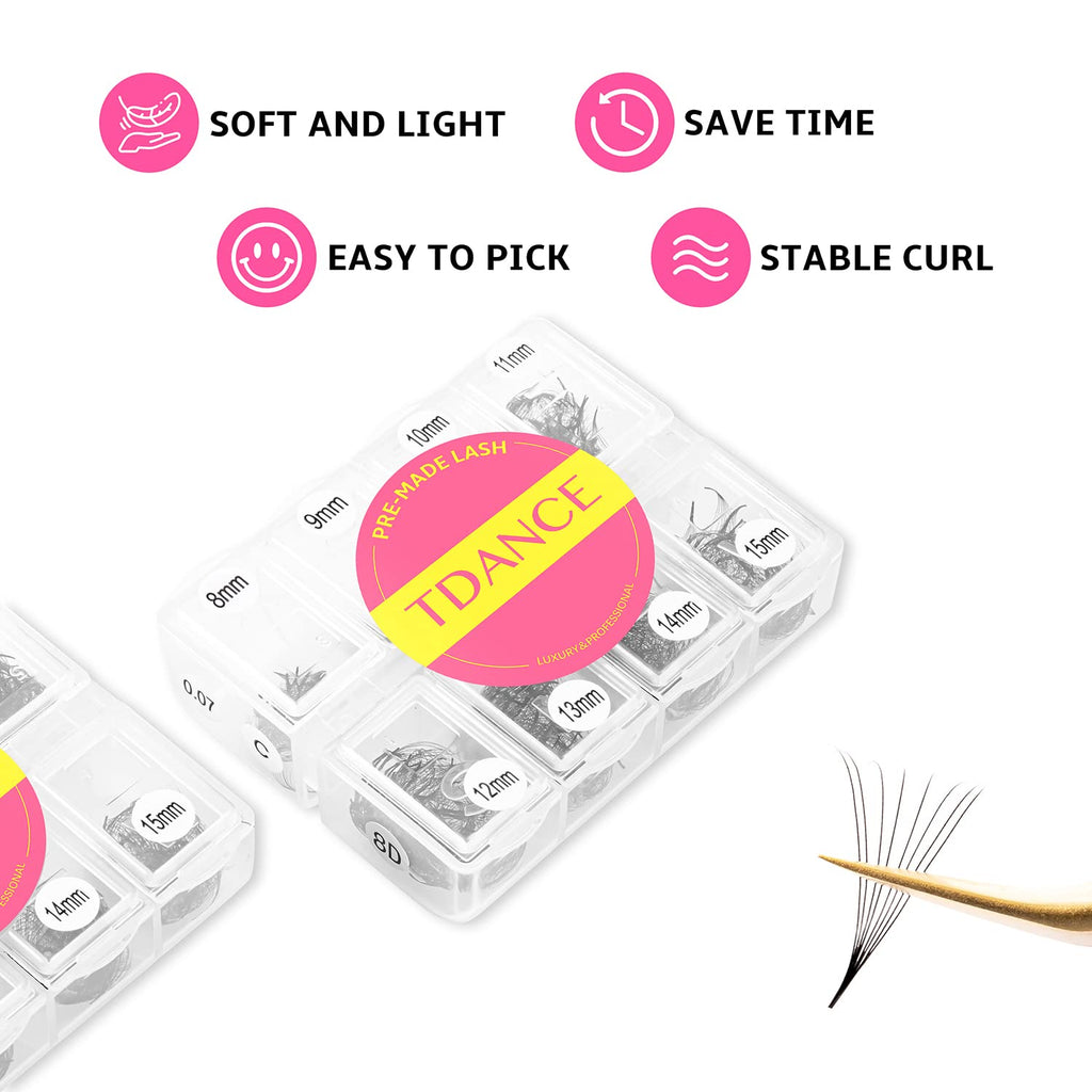 TDANCE 600-Premade Lash Fans | Natural & Volume Mixed Length 5D-24D C/D Curl Loose Fans