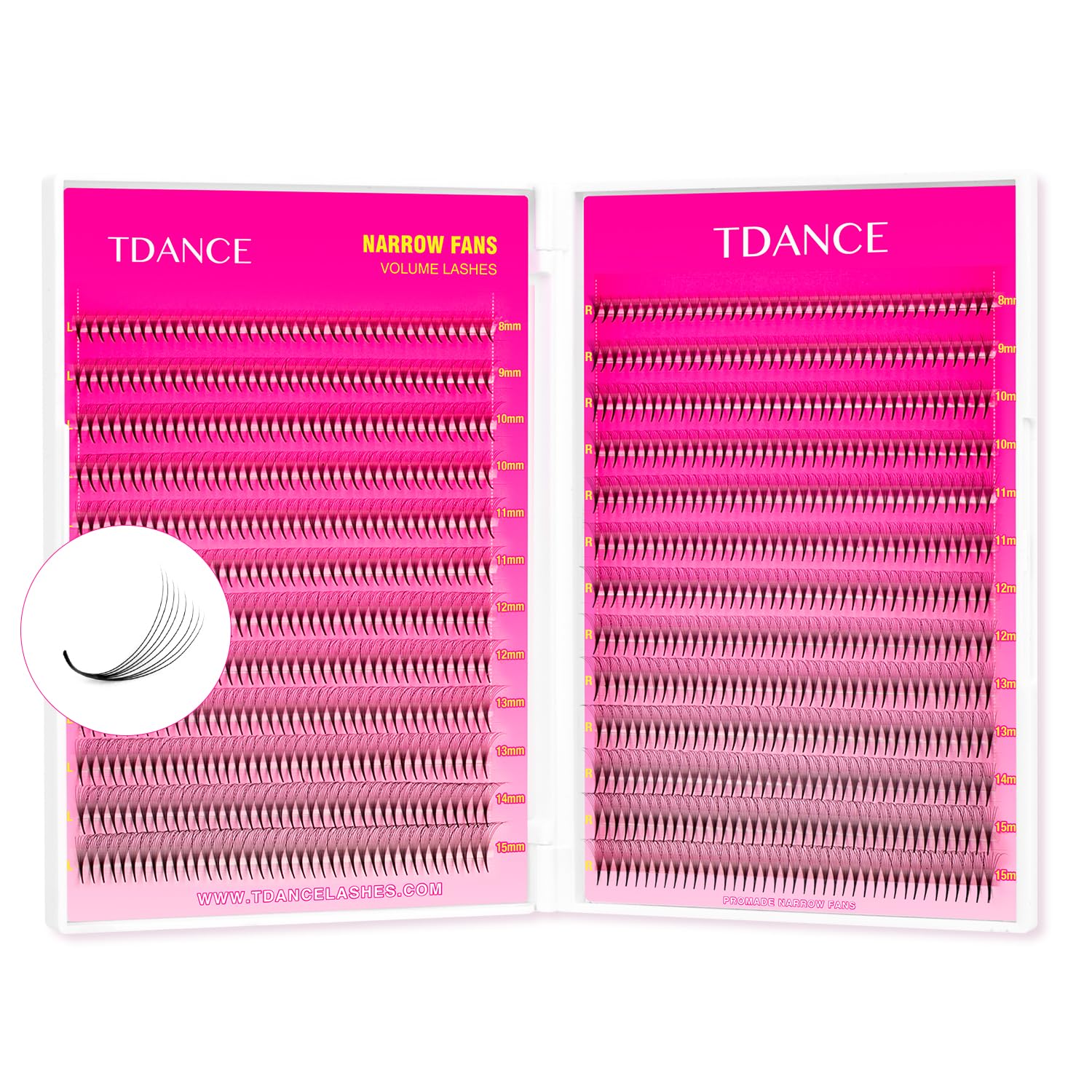 TDANCE Narrow Premade Lash Fans 1000 — Darker & Denser Volume Extensions (8D-0.07-D-8-15mm)