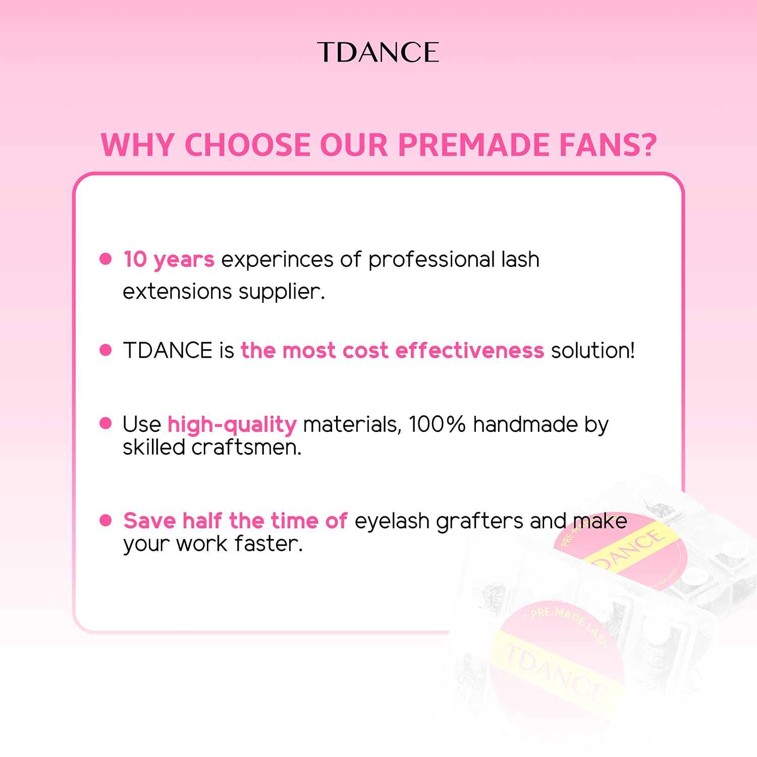 TDANCE 600 Premade Lash Fans - Natural & Volume Mix 5D-24D, C/D Curl, Handmade Promade Fans