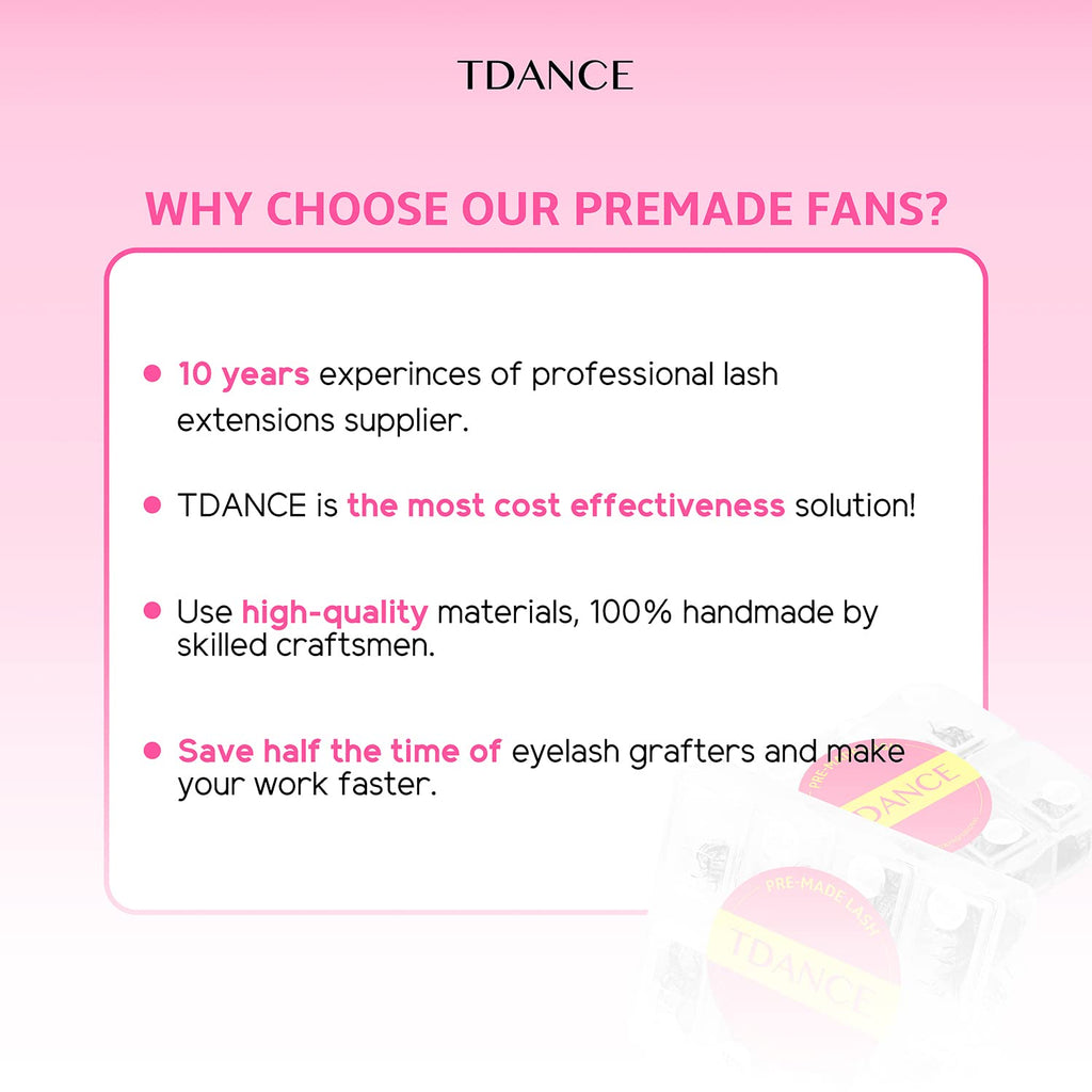 TDANCE Premade Lash Fans 600 — Natural & Volume Mix 5D-24D, Handmade Promades