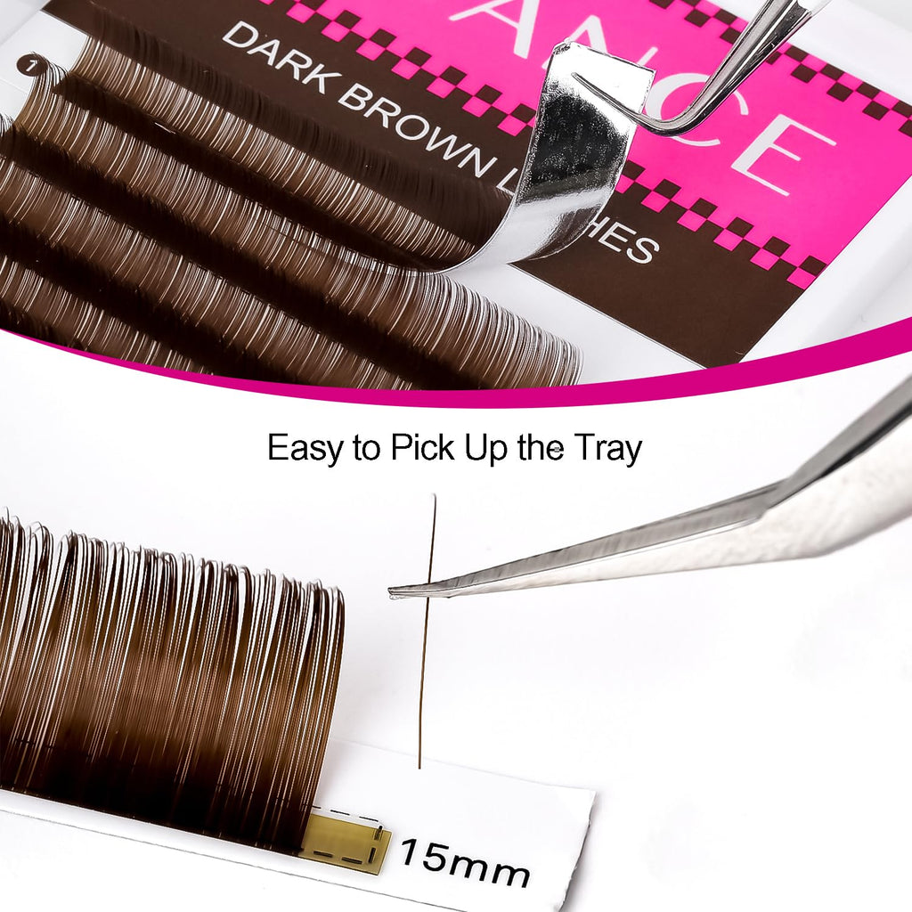 TDANCE Dark Brown Lash Extensions – Premium 0.03/0.05/0.07mm, C/D Curl, 10–17mm (Salon Use)