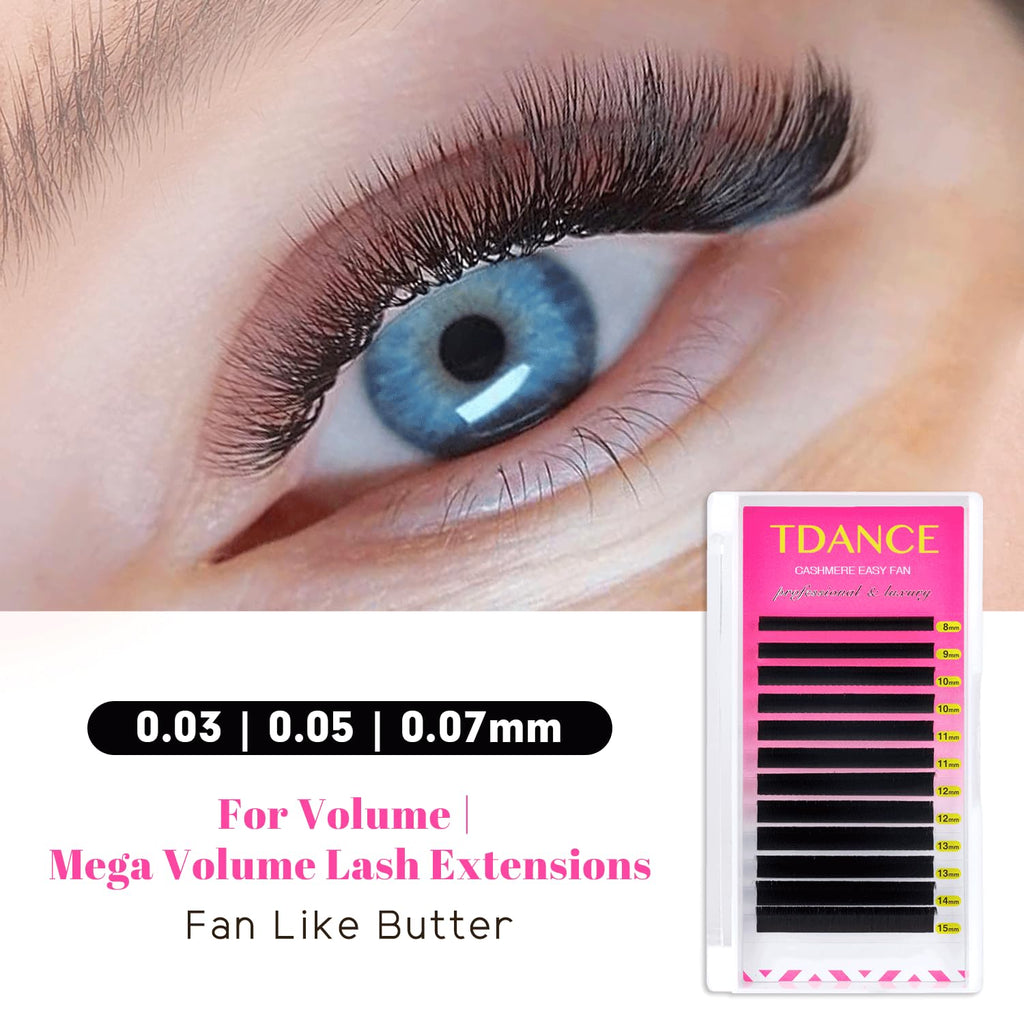 TDANCE Cashmere Easy Fan Lashes Mega Volume Extensions 0.07mm DD Curl 17mm