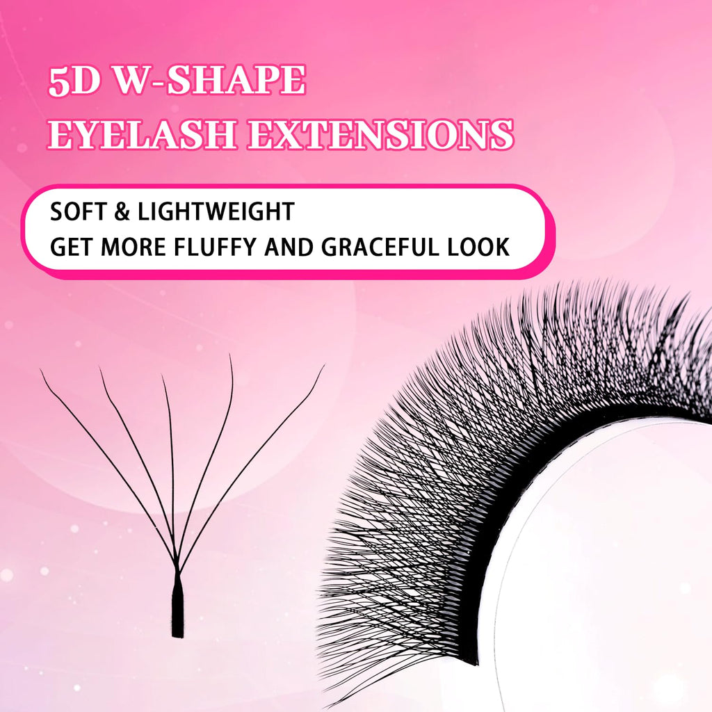 TDANCE YY Premade W-Lashes Volume Fans – Matte Black, 13mm (0.07D, W5D)
